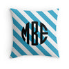 Blue White Stripe Monogram Throw Pillow Too