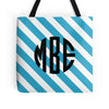 Blue White Stripe Monogram Throw Pillow Too